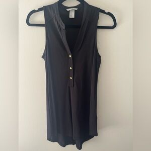 H&M Black Sleeveless Blouse with Gold Buttons